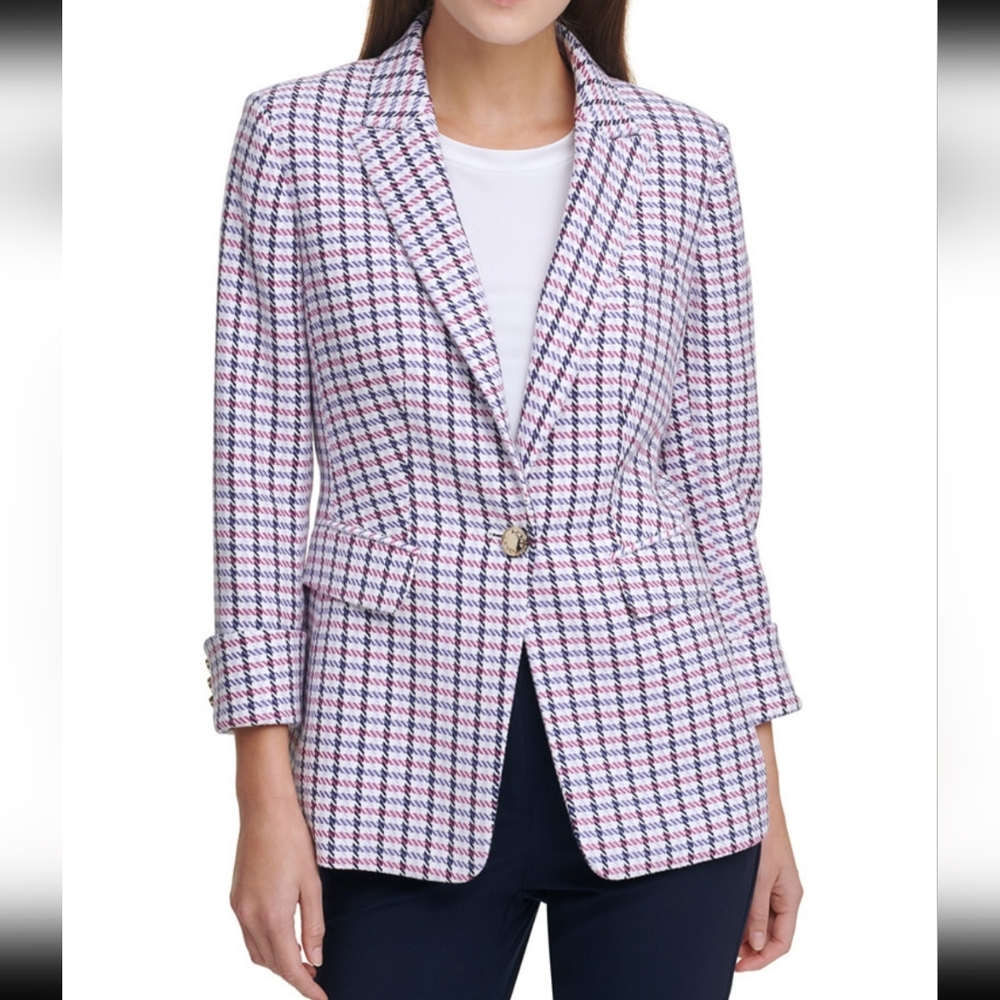 DKNY Women's Black and White Checkered Blazer